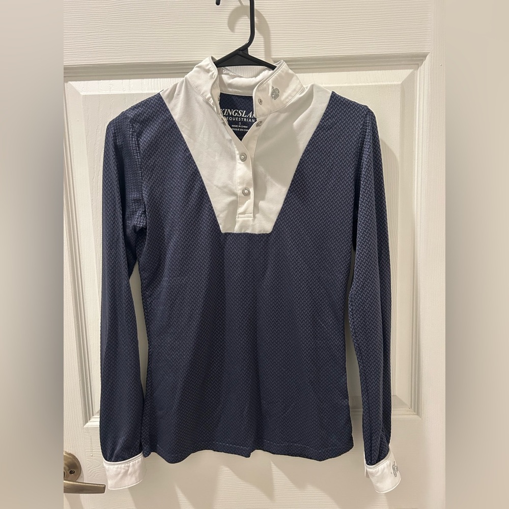 Kingsland Equestrian Navy and White Long Sleeve Show Shirt